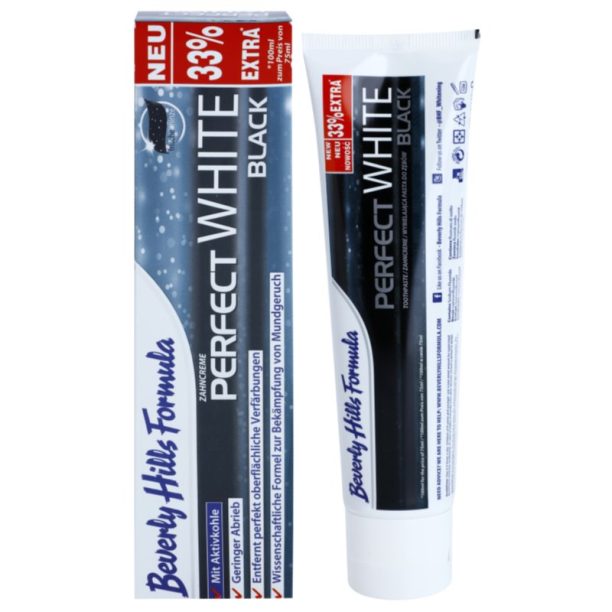 Beverly Hills Formula Perfect White Black избелваща паста за зъби с активен въглен за свеж дъх вкус Fresh Mint 100 мл. на ниска цена