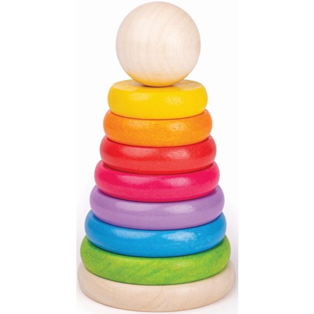 Bigjigs Toys First Rainbow Stacker пръстени за подреждане от дърво