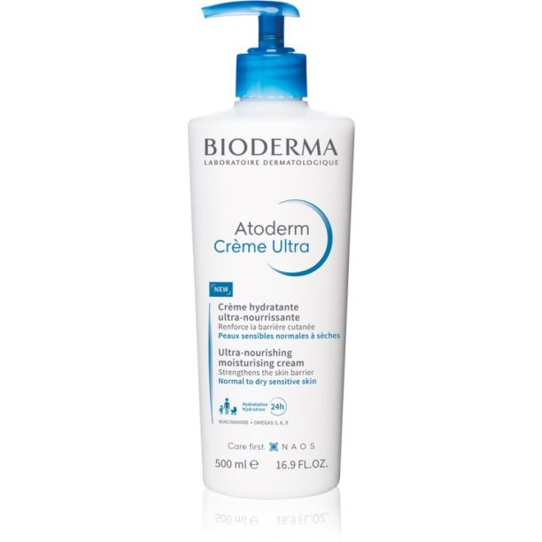 Bioderma Atoderm Cream подхранващ крем за тяло за нормална към суха чувствителна кожа без парфюм Bottle with Pump 500 мл.