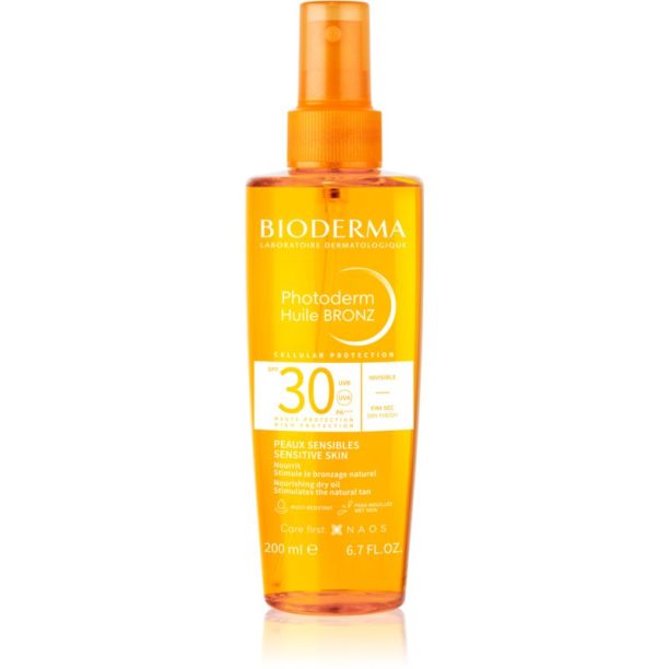 Bioderma Photoderm Bronz слънцезащитно олио за лице и тяло SPF 30 200 мл.