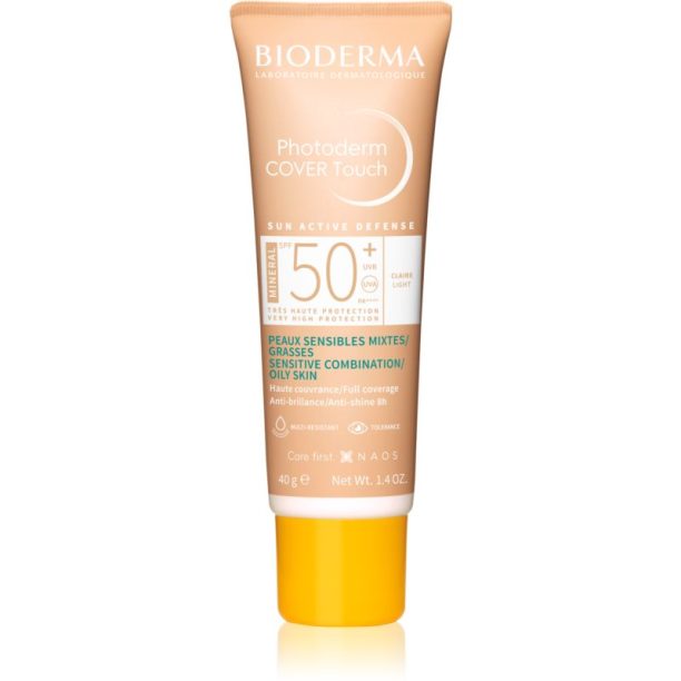 Bioderma Photoderm Cover Touch високо покривен фон дьо тен SPF 50+ цвят Light 40 гр.