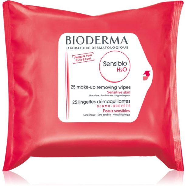 Bioderma Sensibio H2O почистващи кърпички за чувствителна кожа на лицето 25 бр.