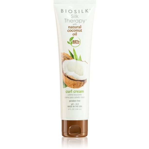 Biosilk Silk Therapy Natural Coconut Oil крем за коса за чуплива и къдрава коса 148 мл.