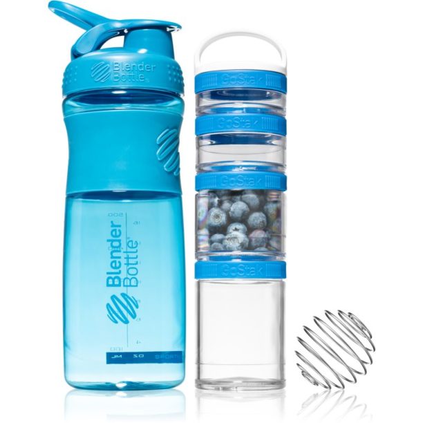 Blender Bottle Sport Mixer® GoStak подаръчен комплект Blue (за спортисти) боя