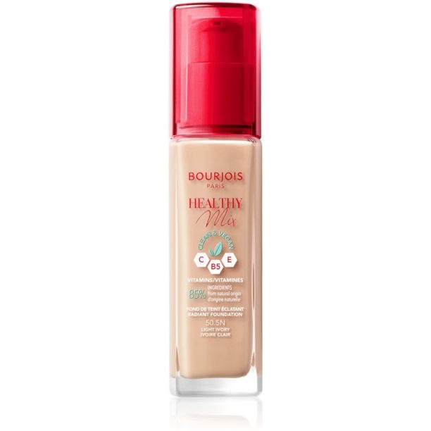 Bourjois Healthy Mix озаряващ хидратиращ фон дьо тен 24 часа цвят 50.5N Light Ivory 30 мл. на ниска цена