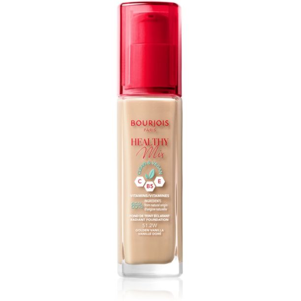 Bourjois Healthy Mix озаряващ хидратиращ фон дьо тен 24 часа цвят 52.2W Golden Beige 30 мл. на ниска цена