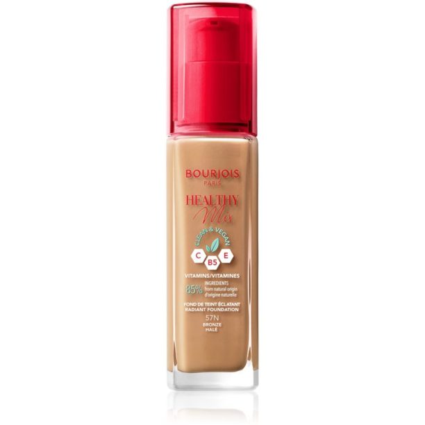 Bourjois Healthy Mix озаряващ хидратиращ фон дьо тен 24 часа цвят 57N Bronze 30 мл. на ниска цена