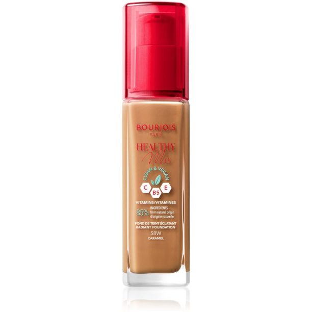 Bourjois Healthy Mix озаряващ хидратиращ фон дьо тен 24 часа цвят 58W Caramel 30 мл. на ниска цена