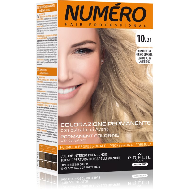 Brelil Numéro Permanent Coloring боя за коса цвят 10.21 Glacial Ultra Light Blond 125 мл. на ниска цена