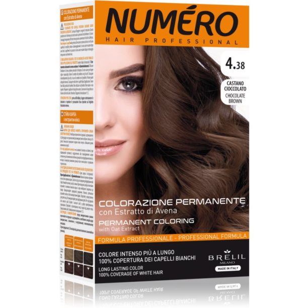 Brelil Numéro Permanent Coloring боя за коса цвят 4.38 Chocolate Brown 125 мл. на ниска цена