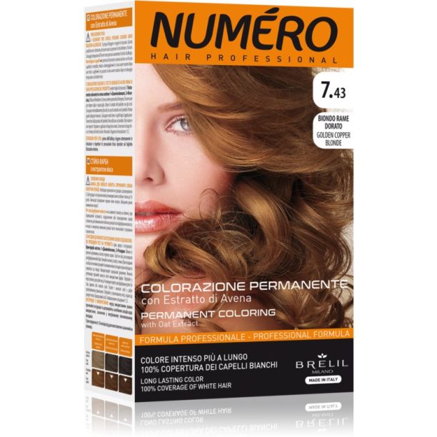 Brelil Numéro Permanent Coloring боя за коса цвят 7.43 Golden Copper Blonde 125 мл. на ниска цена