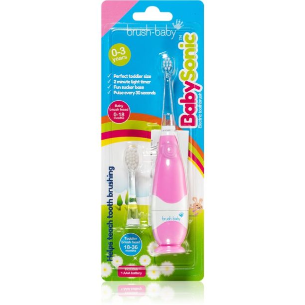 Brush Baby BabySonic електрическа четка за зъби за деца 0 – 36 месеца Pink 1 бр.