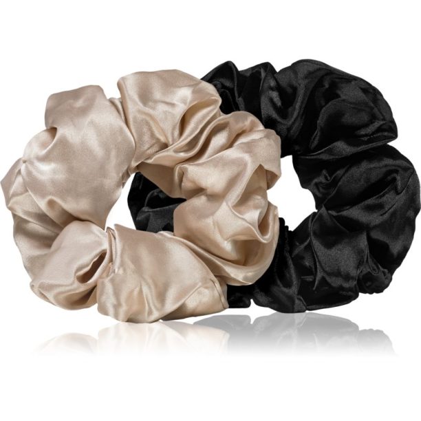 BrushArt Hair Large satin scrunchie set ластици за коса Cream & Black на ниска цена