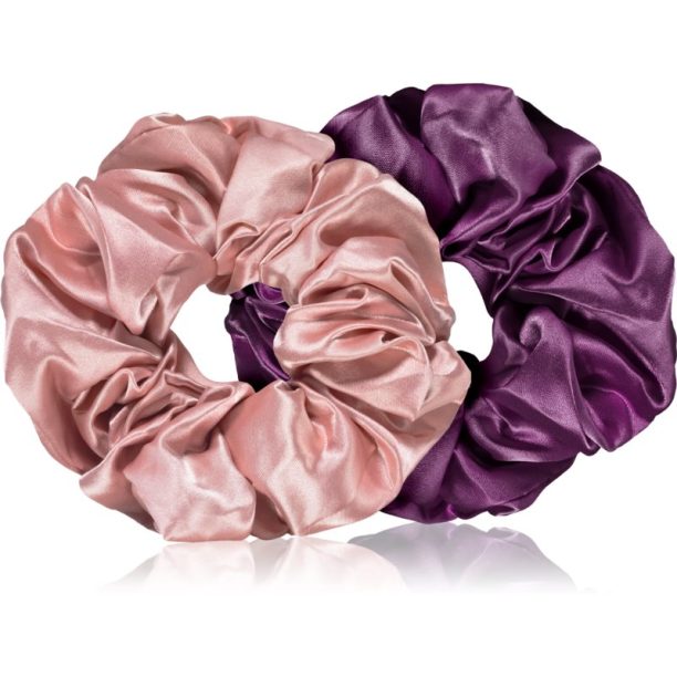 BrushArt Hair Large satin scrunchie set ластици за коса Pink & Violet на ниска цена