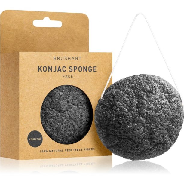 BrushArt Home Salon Konjac sponge нежна ексфолираща гъба за лице Charcoal 4 гр. на ниска цена