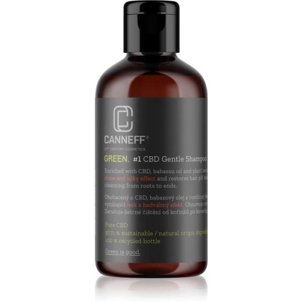 Canneff Green CBD Gentle Shampoo регенериращ шампоан за блясък и мекота на косата 200 мл.