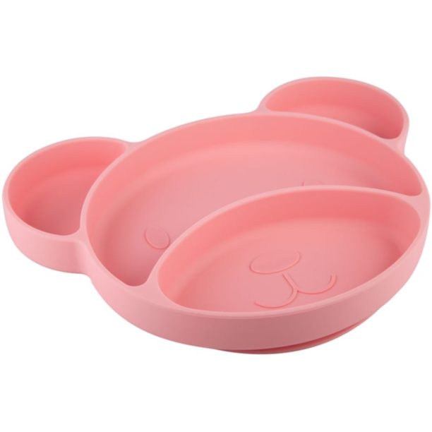 Canpol babies Suction plate Bear разделена чиния с вендуза Pink 500 мл.