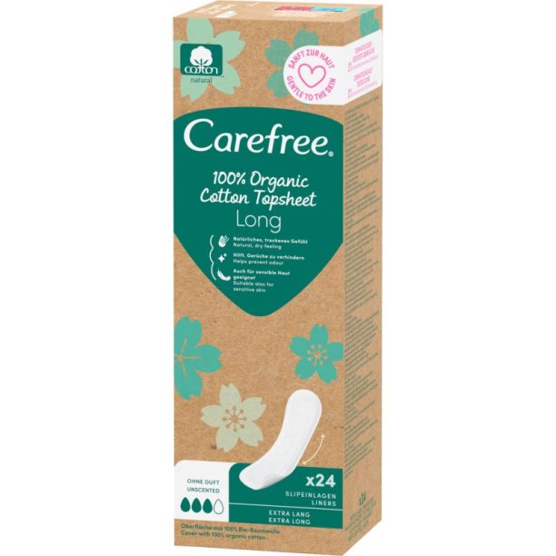 Carefree Organic Cotton Long дамски превръзки 24 бр. на ниска цена