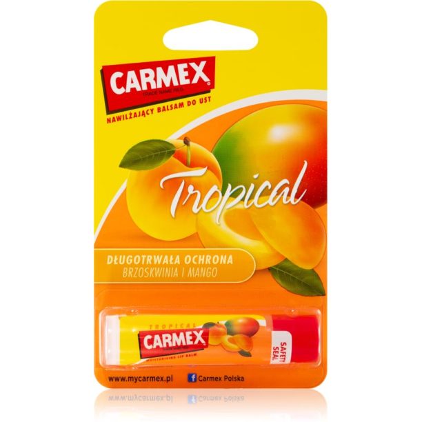 Carmex Tropical хидратиращ балсам за устни в тубичка (Peach and Mango) 4.25 гр.