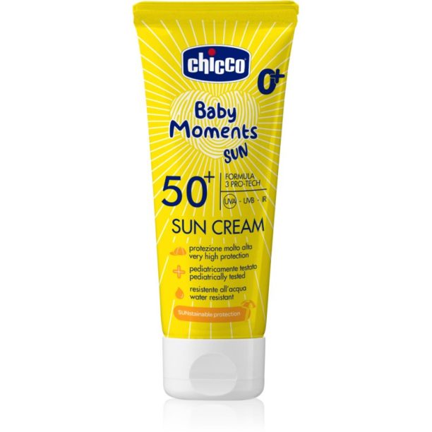 Chicco Baby Moments Sun слънцезащитен крем SPF 50+ за деца от раждането им 75 мл.