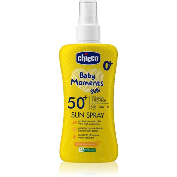 Chicco Baby Moments Sun спрей за тен за деца SPF 50+ 0 m+ 150 мл.