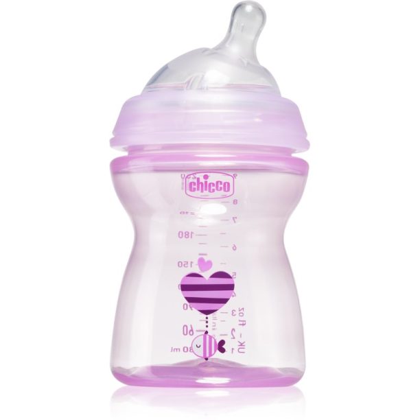 Chicco Natural Feeling Pink бебешко шише 2m+ 250 мл.