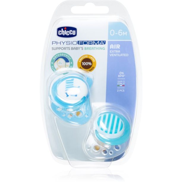 Chicco Physio Air Latex Boy биберон 0-6 m 2 бр.