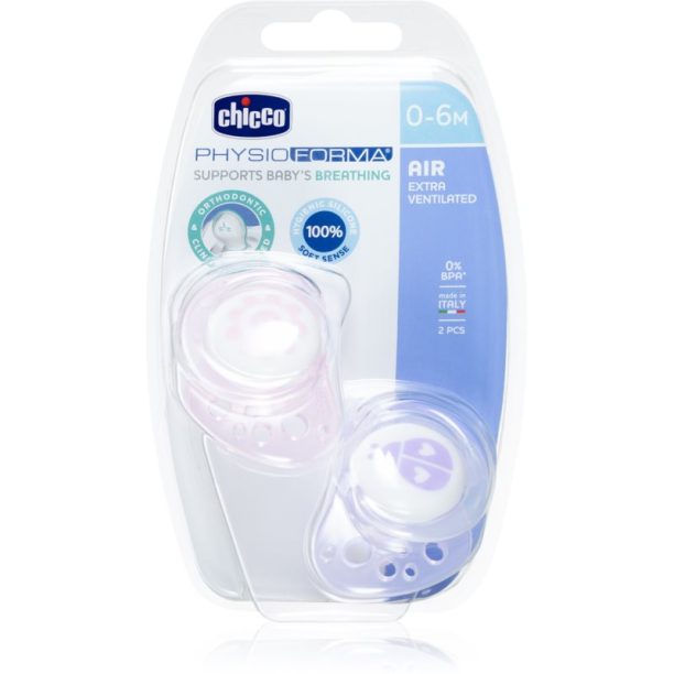 Chicco Physio Air Silicone Girl биберон 0-6 m 2 бр.