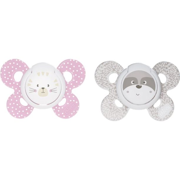 Chicco Physio Comfort 0-6m биберон Girl-Dots/Raccoon 2 бр.