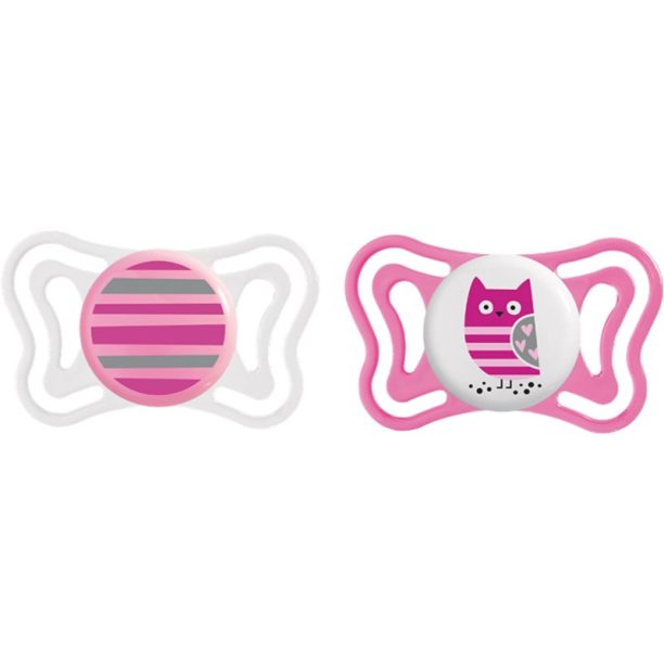 Chicco Physio Light 6-16m биберон Girl-Strips/Owl 2 бр.