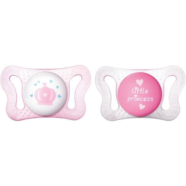 Chicco Physio Micro 0-2 m биберон Girl-Crown/Text 2 бр.