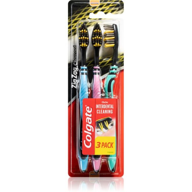 Colgate Zig Zag Charcoal четки за зъби medium 3 бр. на ниска цена