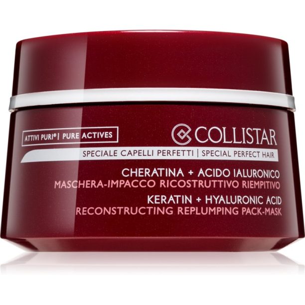 Collistar Attivi Puri Keratin+Hyaluronic Acid Mask интензивна регенерираща маска за увредена и крехка коса 200 мл.