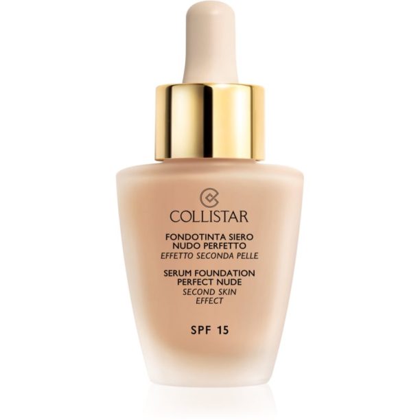 Collistar Serum Foundation Perfect Nude озаряващ фон дьо тен за естествен вид SPF 15 цвят 4 Sand 30 мл.