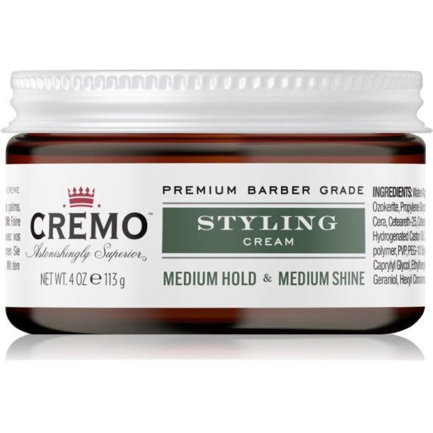 Cremo Hair Styling Cream Medium Styling хидратиращ стилизиращ крем За коса за мъже 113 гр. на ниска цена