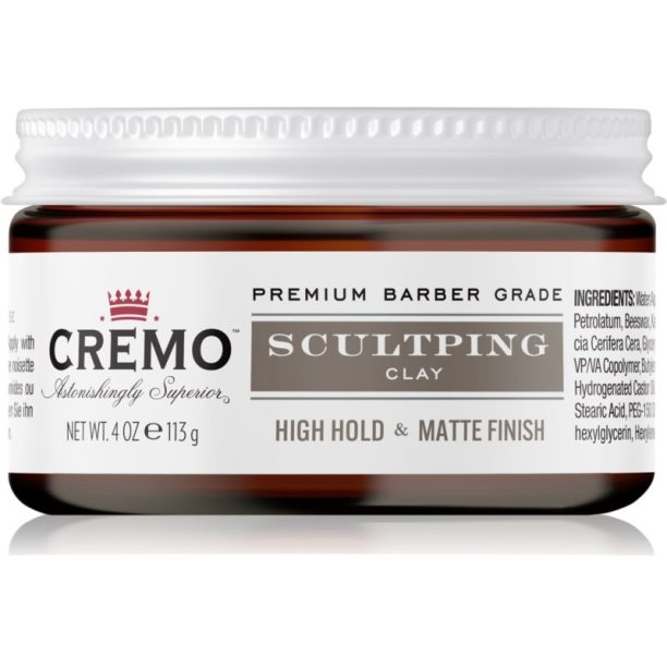 Cremo Hair Styling Sculpting Clay High Hold стилизираюа глина с екстра силна фиксация за мъже 113 гр. на ниска цена