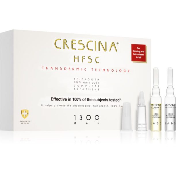 Crescina Transdermic 1300 Re-Growth and Anti-Hair Loss грижа за растеж на косата против косопад за мъже 20x3