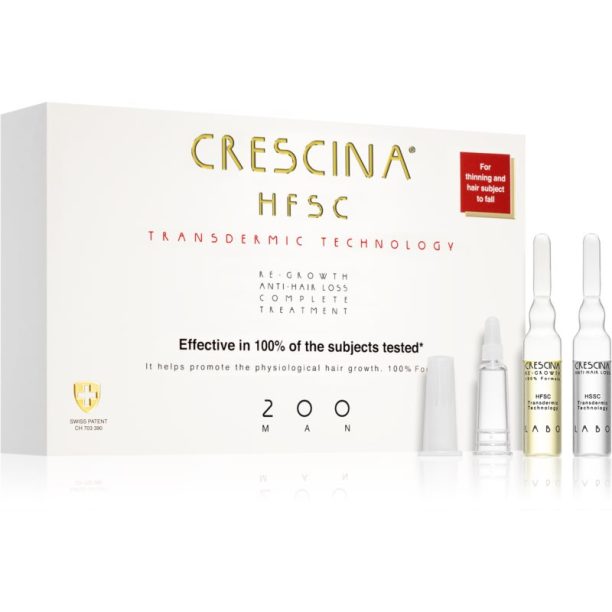 Crescina Transdermic 200 Re-Growth and Anti-Hair Loss грижа за растеж на косата против косопад за мъже 20x3