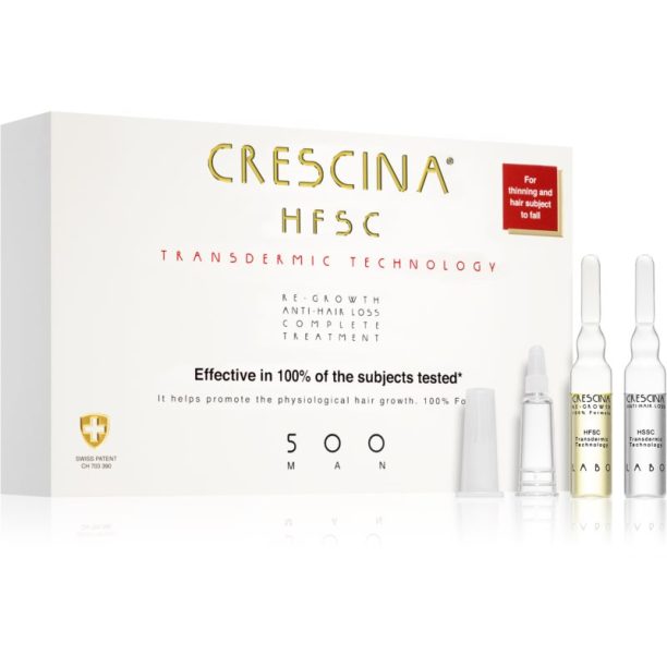 Crescina Transdermic 500 Re-Growth and Anti-Hair Loss грижа за растеж на косата против косопад за мъже 20x3