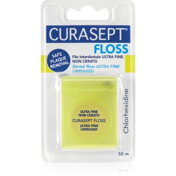 Curasept Dental Floss Ultra Fine Unwaxed конец за зъби без восък с антибактериална добавка 50 м