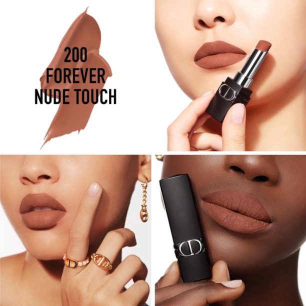 DIOR Rouge Dior Forever матиращо червило цвят 200 Forever Nude Touch 3