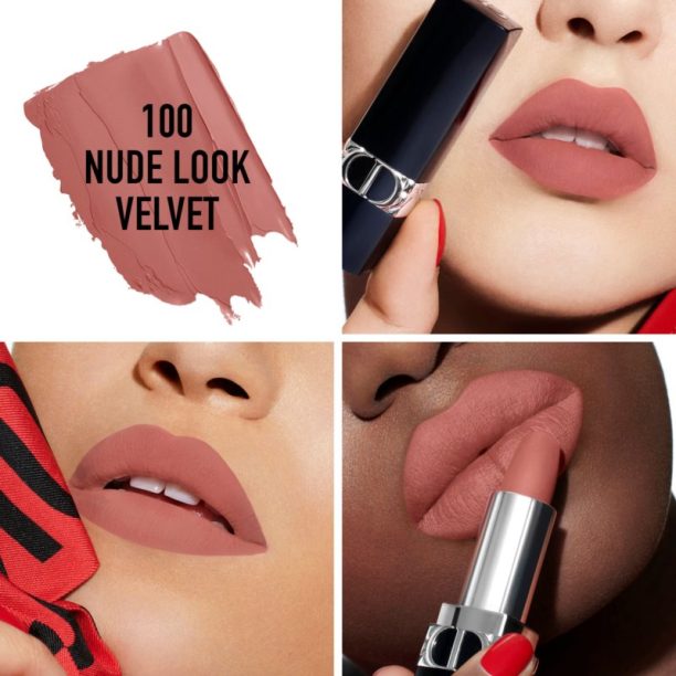 DIOR Rouge Dior The Refill дълготрайно червило пълнител цвят 100 Nude Look Velvet 3