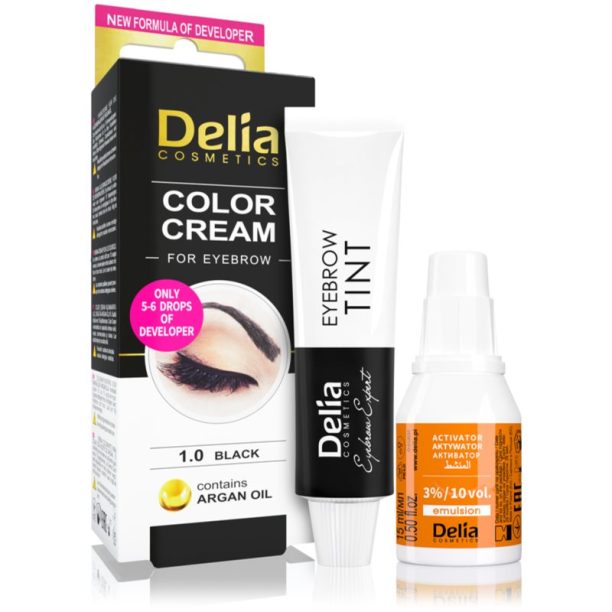 Delia Cosmetics Argan Oil цвят за вежди цвят 1.0 Black 15 мл.