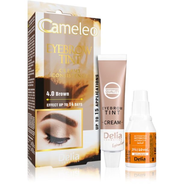 Delia Cosmetics Cameleo професионална крем-боя за вежди без амоняк цвят 4.0 Brown 15 мл.