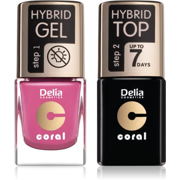 Delia Cosmetics Coral Nail Enamel Hybrid Gel комплект odstín 05 за жени