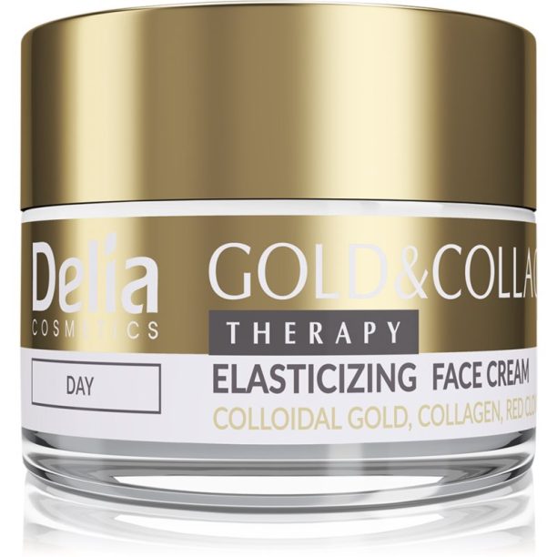 Delia Cosmetics Gold & Collagen Therapy дневен крем увеличаващ еластичността на кожата 50 мл.