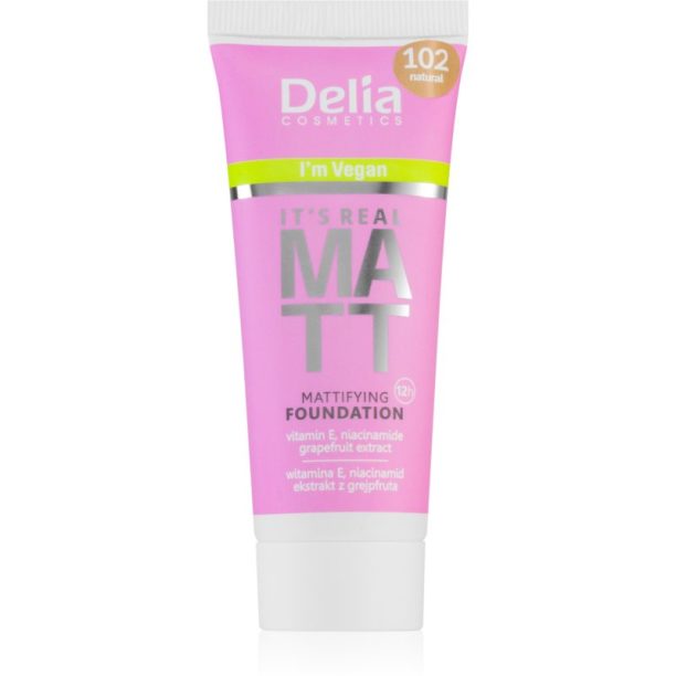 Delia Cosmetics It's Real Matt матиращ фон дьо тен цвят 102 Natural 30 мл.