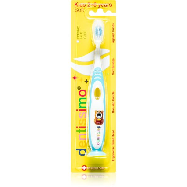 Dentissimo Toothbrushes Kids детска четка за зъби с вендуза софт цвят Blue 1 бр.