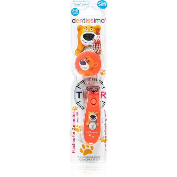 Dentissimo Toothbrushes Kids детска четка за зъби с мигащ таймер цвят Red 1 бр.