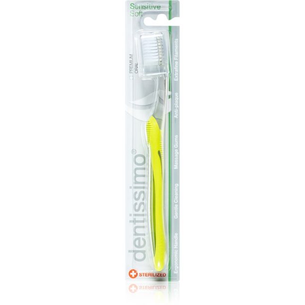 Dentissimo Toothbrushes Sensitive четка за зъби soft цвят Yellow-Green 1 бр.